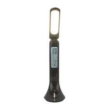 Nabíjecí stolní lampa, plast, černá, hodiny, kalendář, budík, s adaptérem, zapnutí dotykem, dotykový stmívač, včetně 3,7V 1200mAh Li-ion, ŠxV: 20x43cm, včetně 1xLED 4W 230V, 30-200lm, 4000K.