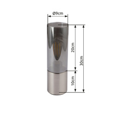 Stolní lampa, kov nikl matný, sklo kouřové, černobílý textilní kabel 1,5 m, dotykový vypínač on/off, Ø9cm, V:30cm, bez žárovky 1xE27, max. 25W 230V.