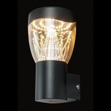 Venkovní svítidlo, hliník antracit, plast průhledný, IP44, ŠxV:120x230, H:125, včetně 1xLED 9,6W 230V, 850lm, 3000K.