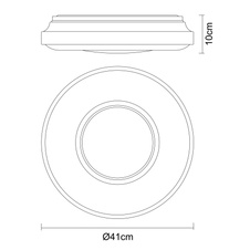 Stropní svítidlo, kov bílý, akryl opál stříbrný, Ø41cm, V:10cm, včetně 1xLED 24W 230V, 1340lm, 3000K.