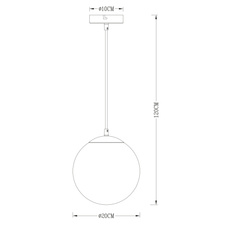 Závěsné svítidlo, kov nikl matný, sklo průhledné chrom, Ø20cm, V:120cm, bez žárovky 1xE27, max. 40W 230V.