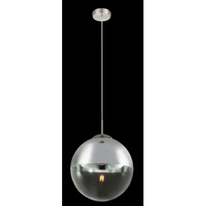 Závěsné svítidlo, kov nikl matný, sklo průhledné chrom, Ø30cm, V:120cm, bez žárovky 1xE27, max. 40W 230V.