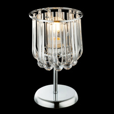 Stolní lampa, chrom, křišťál akrylový průhledný, akryl průhledný, vypínač, Ø180, V:360, bez žárovky 1xE14, max. 40W 230V.