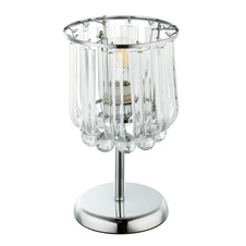 Stolní lampa, chrom, křišťál akrylový průhledný, akryl průhledný, vypínač, Ø180, V:360, bez žárovky 1xE14, max. 40W 230V.
