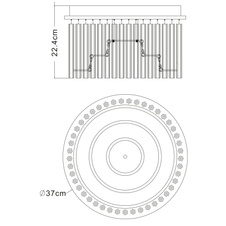 Stropní svítidlo, chrom, akryl, skleněné tyčinky čiré, K5 krystaly čiré, Ø37cm, V:22cm, včetně 1xLED 18W 230V, 1600lm, 4000K.