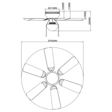 Stropní ventilátor, nikl matný, bílá, 3 rychlosti, 2 směry otáčení, tahový vypínač, Ø76cm, V:28cm, bez žárovky 1xE27, max. 60W 230V.