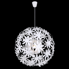Závěsné svítidlo plastové, bílé plastové květy, Ø60cm, H:150cm, bez žárovky 1xE27, max. 60W 230V