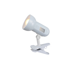 Stolní lampa, klipsové, kov bílý, bílý plast, nastavitelné, vypínač, ŠxV: 16x21cm, bez žárovky 1xE27, max. R63 40W 230V.