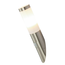 Venkovní svítidlo, nerezová ocel, plast opál, IP44, senzor: 90°, dosah: 2-8m, Ø76, V: 405, H: 170, bez žárovky 1xE27, max. 60W 230V.