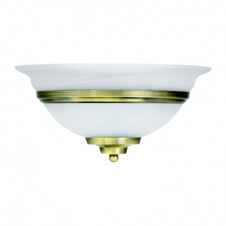 Nástěnné svítidlo, mosaz, bílé sklo, ŠxV:310x160, H: 160, bez žárovky 1xE27, max. 60W 230V.