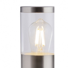Venkovní svítidlo, nerez, plast průhledný, stojanové svítidlo IP44, Ø130, V: 490, bez žárovky 1xE27, max. 60W 230V
