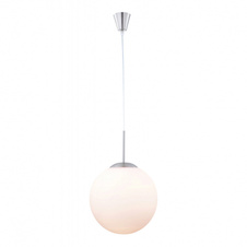 Závěsné svítidlo, kov nikl matný, sklo opál satinované, Ø 350, V: 1800, bez žárovky 1xE27, max. 60W 230V.
