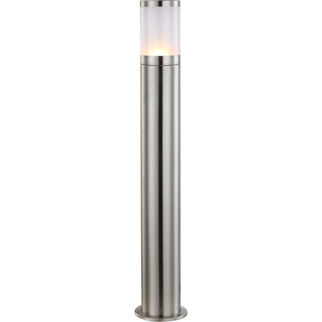 Venkovní svítidlo, nerezová ocel, plast opál, IP44, Ø14cm, V:80cm, bez žárovky 1xE27, max. 60W 230V.