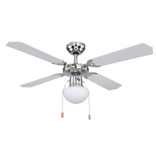 Stropní ventilátor, chrom, MDF, černá a bílá, 3 rychlosti, tahový vypínač, motor 50W, Ø107cm, V:42cm, bez žárovky 1xE27, max. 60W 230V