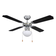 Stropní ventilátor, chrom, MDF, černá a bílá, 3 rychlosti, tahový vypínač, motor 50W, Ø107cm, V:42cm, bez žárovky 1xE27, max. 60W 230V