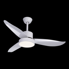 Stropní ventilátor, kov bílý, sklo satinované, vypínač, dálkové ovládání, Ø115cm, V:45cm, včetně 1xLED 18W 230V, 1292lm, 4000K