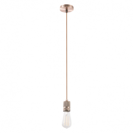 Závěsné svítidlo, měď antracit, textilní kabel hnědý, Ø100, V: 1500, bez žárovky 1xE27, max. 60W 230V