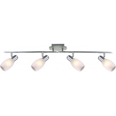 Stropní svítidlo, chrom, sklo, imitace prasknutého skla, pohyblivé, DxV:890x170, bez žárovek 4xE14, max. 40W 230V.