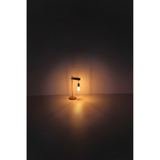 Stolní svítidlo, kov v barvě imitující rez, dřevo, bez stínítka, vypínač, DxŠxV: 260x160x550, bez žárovky 1xE27, max. 40W 230V