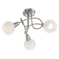 Stropní svítidlo, nikl matný, satinované sklo, včetně&nbsp;10641, Ø39cm, V:25cm, včetně žárovek 3xE14 LED 5W 230V, 324lm, 3000K.