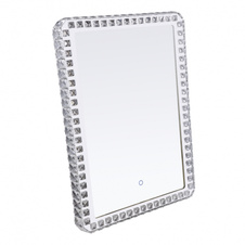 Svítidlo se zrcadlem, chrom, zrcadlo, akrylové křišťály, 3 barvy světla, vypínač, fixace barvy, ŠxV: 530x700, AL: 50, včetně 1xLED 40W 230V, 1680lm, změna barvy světla 3000-4000-6000