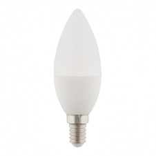 LED žárovka, hliník, plast opál bílý, tvar svíčky, stmívatelná, Ø37, V: 100, 1xE14 LED 5W 230V, 400lm, 4000K