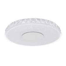 Stropní svítidlo, kov stříbrný, sklo opál, plastové křišťály průhledné, Ø30cm, V:4cm, včetně 1xLED 16W 230V, 1080lm, 4000K