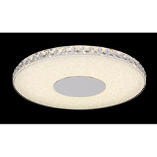 Stropní svítidlo, kov stříbrný, sklo opál, plastové křišťály průhledné, Ø40cm, V:4cm, včetně 1xLED 24W 230V, 1600lm, 4000K