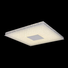 Stropní svítidlo, kov stříbrný, sklo opál, plastové křišťály průhledné, DxŠxV: 500x500x40 včetně 1xLED 36W 230V, 2380lm, 4000K