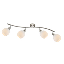 Stropní svítidlo, kov nikl matný, sklo saténové, včetně LED 10768, DxV:700x230, včetně žárovek 4xE14 LED 3W 230V, 160lm, 3000K.