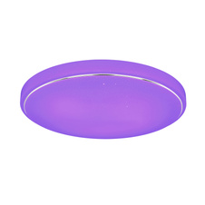 Stropní svítidlo, kov bílý, plast opál, chrom, třpytivý efekt, paměťová funkce, časovač, noční světlo, stmívání, dálkové ovládání, změna barvy, fixace barev, Ø58cm, V:8cm, včetně LED 40W 230V, 89-3100lm, 1xRGB LED 4W 230V, 3000-6000K
