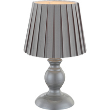 Stolní lampa, kov šedý, textil šedý, vypínač, Ø17cm, V:28cm, bez žárovky 1xE14, max. 40W 230V.