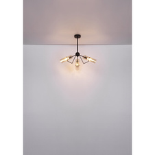 Stropní svítidlo, kov černý, sklo jantar, Ø641, V: 560, bez žárovek 3xE14, max. 40W 230