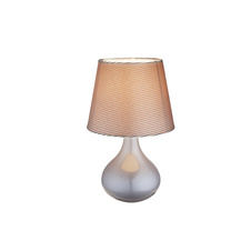 Stolní lampa, šedá keramika, textil šedý, kabel 1,2m, vypínač, Ø 17cm, V:27cm, bez žárovky 1xE14, max. 40W 230V.