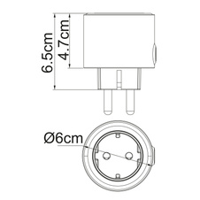 SMART zásuvka/adaptér, plast bílý, kompatibilní s Google Assistant a Alexa, vypínač, Ø6cm, V:7cm, Typ F - (Schuko) zásuvka bez uzemňovacího kolíku (pro země DE,AT,IT,HU,LT,EE,LV,UA ,SI,RO,BG,MD,RU..)