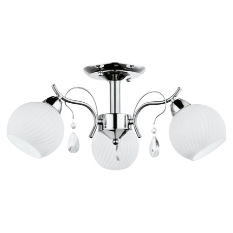 Stropní svítidlo, chrom, nikl matný, sklo opál, K5 křišťály, Ø53cm, V:24cm, bez žárovek 3xE14, max. 60W 230V.
