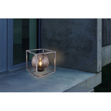 Solární svítidlo kovové černé, antik, plast, kostka uvnitř s koulí, součástí balení baterie AA 600mAh 1,2V, IP44, DxŠxV:230x230x230mm, vč LED 0,06W 3V, 3000K