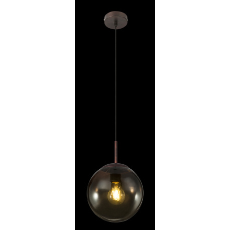 Závěsné svítidlo, kov hnědý, sklo amber, Ø20cm, V:120cm, bez žárovky 1xE27, max. 40W 230V