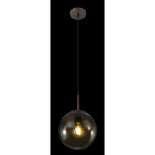 Závěsné svítidlo, kov hnědý, sklo amber, Ø20cm, V:120cm, bez žárovky 1xE27, max. 40W 230V