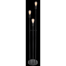 Stojanové svítidlo, černý kov, bez stínítka, kabel: 1,8m, vypínač, Ø25cm, V:140cm, bez žárovek 3xE27, max. 60W 230V