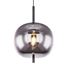 Závěsné svítidlo, černý kov, kouřové sklo, Ø30cm, V:120cm, bez žárovky 1xE27, max. 60W 230V