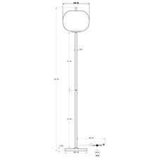 Stojací svítidlo, černý kov, kouřové sklo, vypínač, Ø30cm, V:160cm, bez žárovky, 1xE27, max. 60W 230V