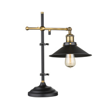 Stolní lampa, černé, stará mosaz, nastavitelné, vypínač, DxŠxV: 35x22x46cm, bez žárovky 1xE27, max. 60W 230V.