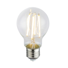 LED žárovka stříbrná, průhledné sklo, AGL, Ø60, V: 106, 1xE27 LED 7W 230V, 806lm, 2700K.