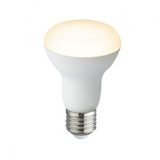 LED žárovka, hliník, plast bílý, plast satin, Ø63, V:100, 1xE27 R63 8W 230V, 640lm, 3000K.