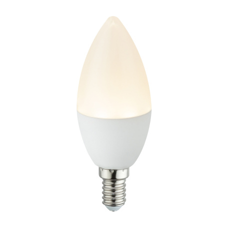 LED žárovka, hliník, plast opál, svíčkový tvar, Ø3,7cm, V:10cm, 1xE14 LED 3W 230V, 250lm, 3000K.