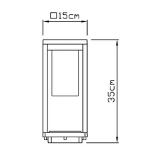 Venkovní, stojací svítidlo, hliník, černý matný, plast průhledný, IP44, DxŠxV: 15x15x35cm, bez 1xE27 LED 15W 230V