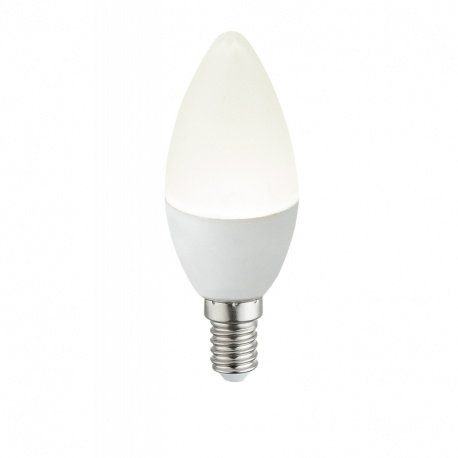 LED žárovka, keramika bílá, svíčkový tvar, Ø37, V:100, 1xE14 LED 5W 230V, 400lm, 4000K.