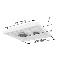 Stropní svítidlo, kov bílý, akryl bílý, funkce paměti, stmívatelné, dálkové ovládání, fixace barev, DxŠxV: 48x48x7cm, včetně 1xLED 50W 230V, 100-3300lm, změna barvy světla 3000-6000K