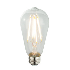 LED žárovka, sklo průhledné, E27 Edison, tvar hrušky, Ø6,4cm, V:14cm, 1xE27 LED 7W 230V, 800lm, 3000K.